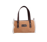 Women Sheepskin Wool Medium Hand Carry Shoulder Strap Zip Barrel Bag - UGG EXPRESS