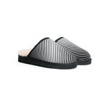 EVERAU® UGG Slippers Sheepskin Wool Black Diagonal Stripe Print Suede Cruz EU40 - UGG EXPRESS