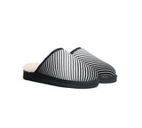 EVERAU® UGG Slippers Sheepskin Wool Black Diagonal Stripe Print Suede Cruz EU39 - UGG EXPRESS