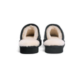 EVERAU® UGG Slippers Sheepskin Wool Black Diagonal Stripe Print Suede Cruz EU40 - UGG EXPRESS