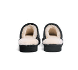 EVERAU® UGG Slippers Sheepskin Wool Black Diagonal Stripe Print Suede Cruz EU39 - UGG EXPRESS