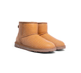 EVERAU® UGG Boots Sheepskin Wool Yellow Diagonal Stripe Print Mini Classic Suede EU41 - UGG EXPRESS