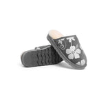 EVERAU® UGG Slippers Sheepskin Wool Grey Floral Print Suede Cruz EU39 - UGG EXPRESS