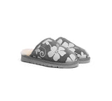 EVERAU® UGG Slippers Sheepskin Wool Grey Floral Print Suede Cruz EU40 - UGG EXPRESS