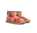 EVERAU® UGG Boots Sheepskin Wool Red Floral Print Mini Classic Suede EU40 - UGG EXPRESS