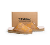 EVERAU® UGG Slippers Sheepskin Wool Yellow Floral Print Suede Cruz EU40 - UGG EXPRESS