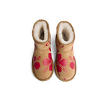 EVERAU® UGG Boots Sheepskin Wool Red Floral Print Mini Classic Suede EU40 - UGG EXPRESS