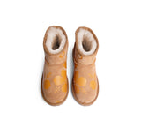 EVERAU® UGG Boots Sheepskin Wool Yellow Floral Print Mini Classic Suede EU40 - UGG EXPRESS