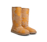 EVERAU® UGG Boots Sheepskin Wool Yellow Floral Print Tall Classic Suede EU41 - UGG EXPRESS