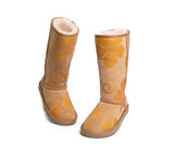 EVERAU® UGG Boots Sheepskin Wool Yellow Floral Print Tall Classic Suede EU41 - UGG EXPRESS