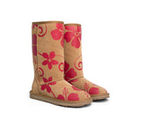 EVERAU® UGG Boots Sheepskin Wool Red Floral Print Tall Classic Suede EU41 - UGG EXPRESS