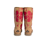 EVERAU® UGG Boots Sheepskin Wool Red Floral Print Tall Classic Suede EU41 - UGG EXPRESS