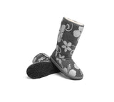 EVERAU® UGG Boots Sheepskin Wool Grey Floral Print Tall Classic Suede EU41 - UGG EXPRESS