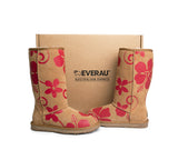 EVERAU® UGG Boots Sheepskin Wool Red Floral Print Tall Classic Suede EU41 - UGG EXPRESS