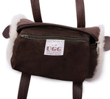 Women Sheepskin Wool Small Hand Carry Shoulder Strap Zip Barrell Bag - UGG EXPRESS