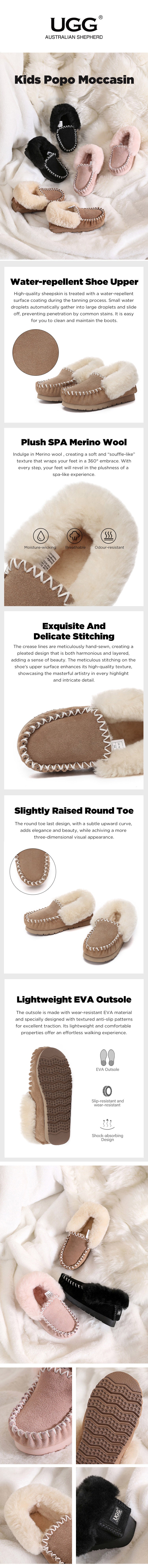 AUSTRALIAN SHEPHERD® UGG Slippers Kids Popo Moccasin