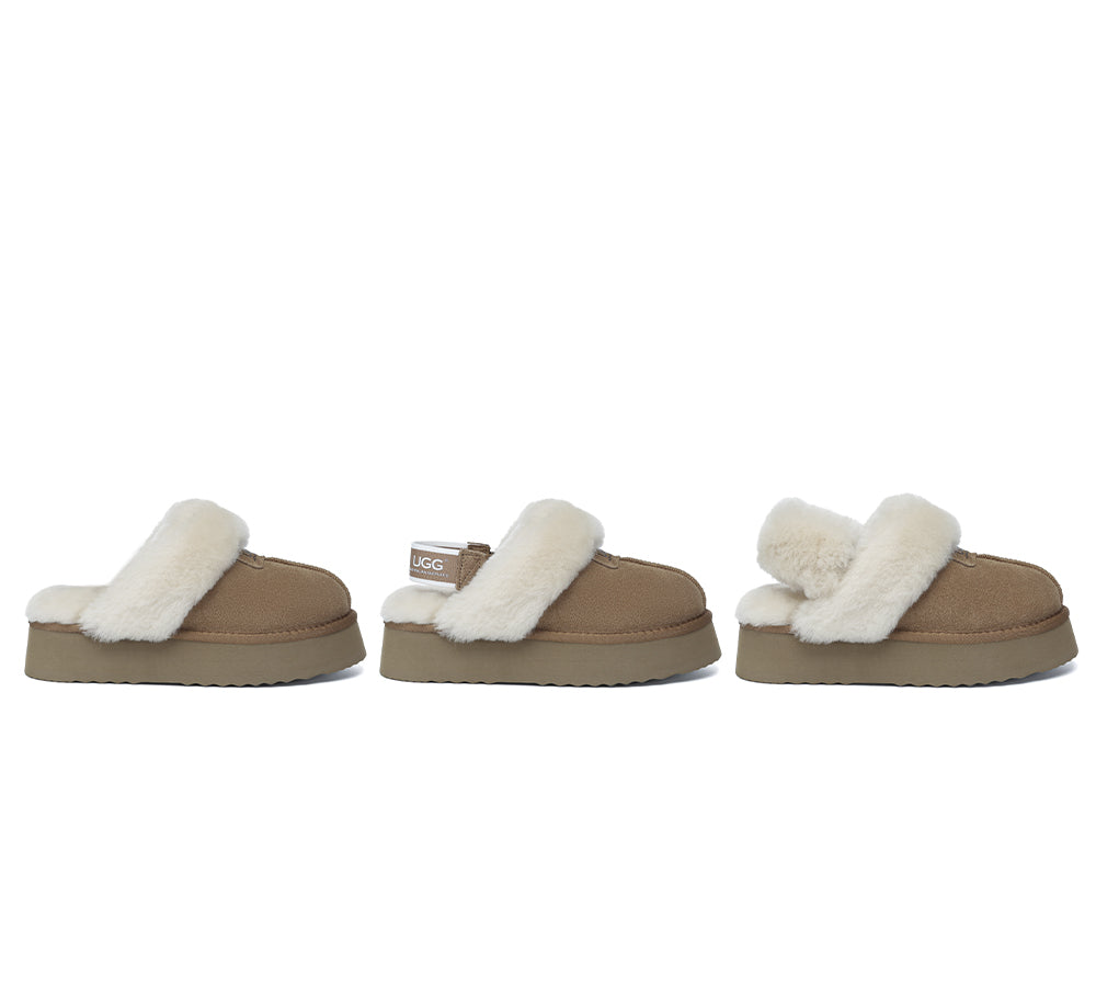 AUSTRALIAN SHEPHERD® UGG Slippers Women Removable Wool Strap Slingback Platform Suzie - UGG EXPRESS