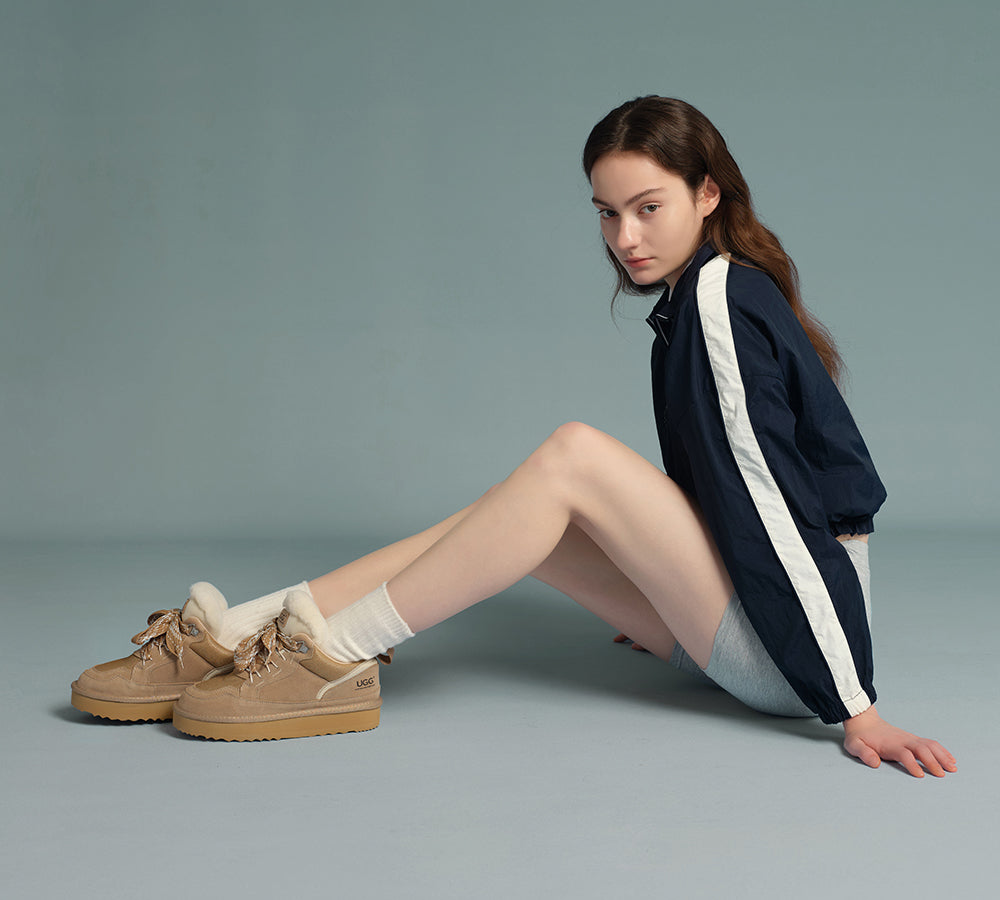 AUSTRALIAN SHEPHERD® UGG Boots Sheepskin Wool Lace Up Platform Sneakers Parkyr UGG AUSTRALIAN SHEPHERD