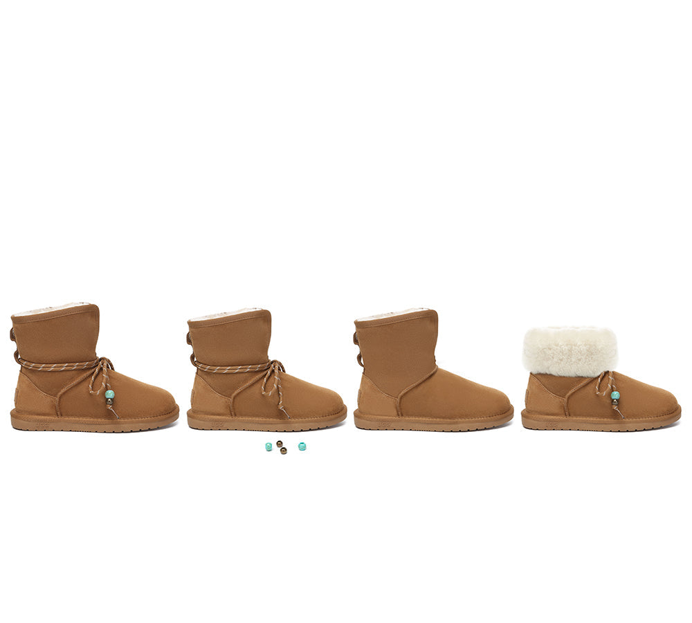 AUSTRALIAN SHEPHERD® 2-Way Style UGG Boots Women Sheepskin Wool Adjustable Strap Carlos UGG AUSTRALIAN SHEPHERD