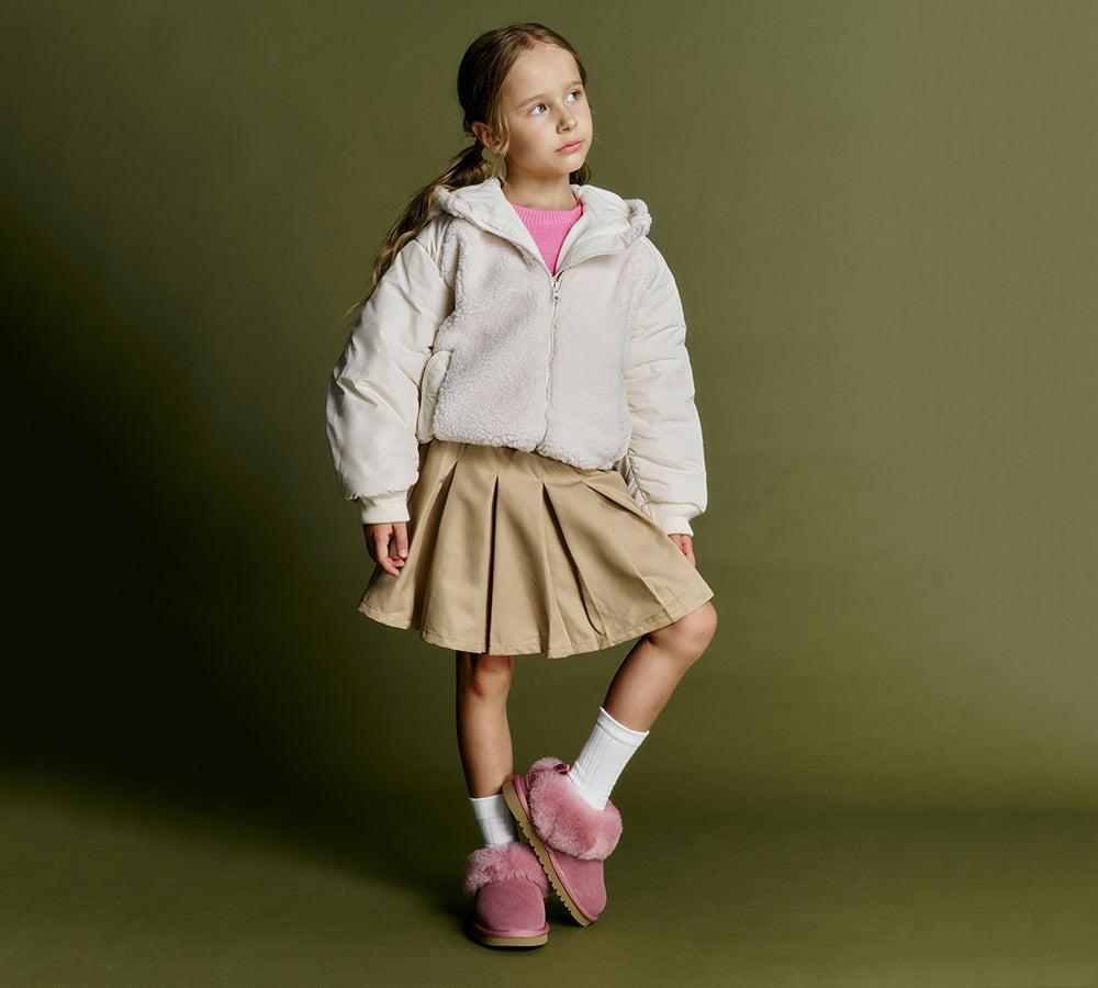 AUSTRALIAN SHEPHERD® UGG Slippers Kids Sheepskin Wool Collar Ankle Glacial UGG AUSTRALIAN SHEPHERD