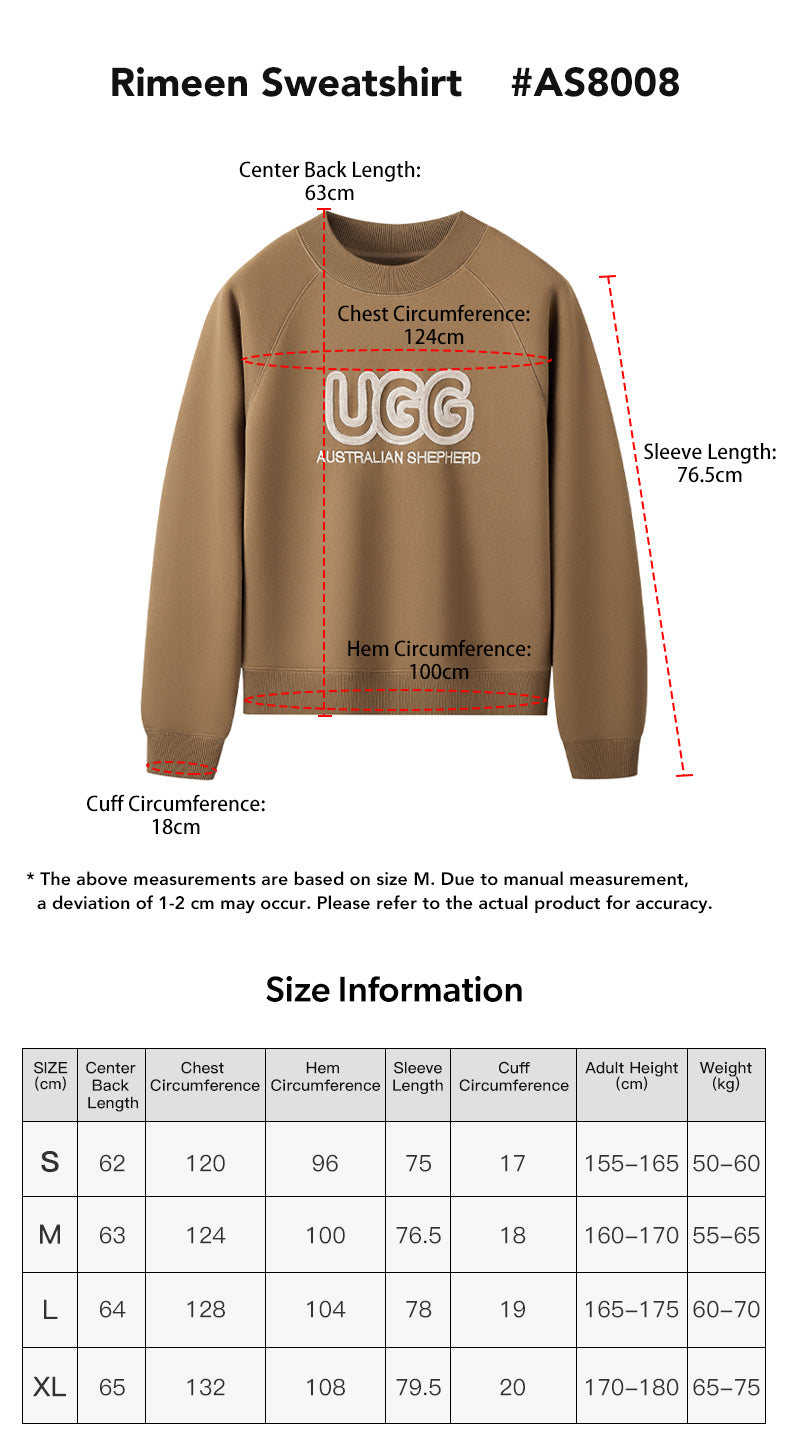 AUSTRALIAN SHEPHERD® Cotton Blend Sweatshirt Rimeen size chart