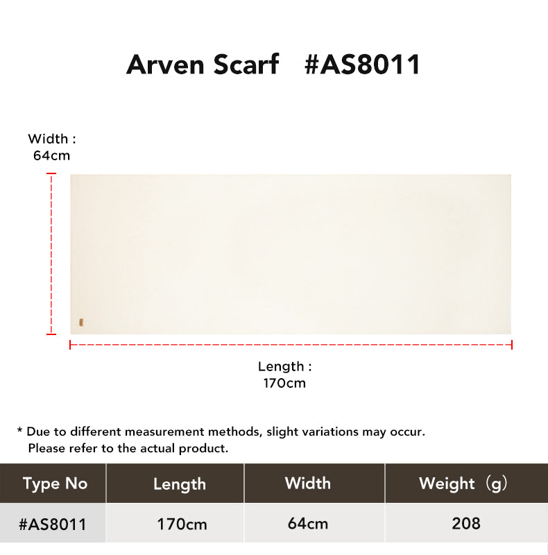 AUSTRALIAN SHEPHERD® Wool Cashmere Blend Plain Scarf Arven size chart