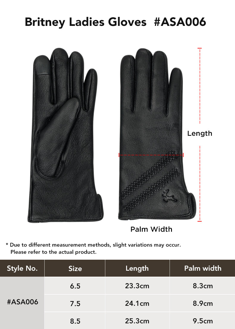 AUSTRALIAN SHEPHERD® Ladies Leather Gloves Britney size chart
