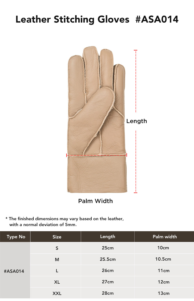 AUSTRALIAN SHEPHERD® Leather Stitching Gloves size chart