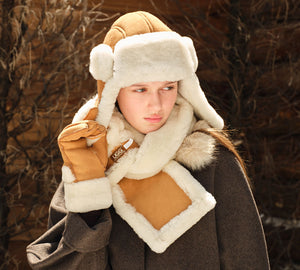 AUSTRALIAN SHEPHERD® Fluffy Sheepskin Wool Adjustable Bucket Theo Hat UGG AUSTRALIAN SHEPHERD