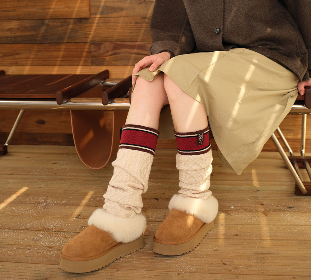 AUSTRALIAN SHEPHERD® Women Stretchy Knit Thick Leg Warmer Socks - UGG EXPRESS