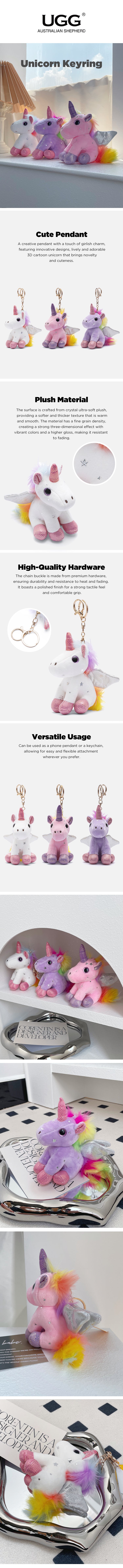 AUSTRALIAN SHEPHERD® Cute Plush Unicorn Keyring
