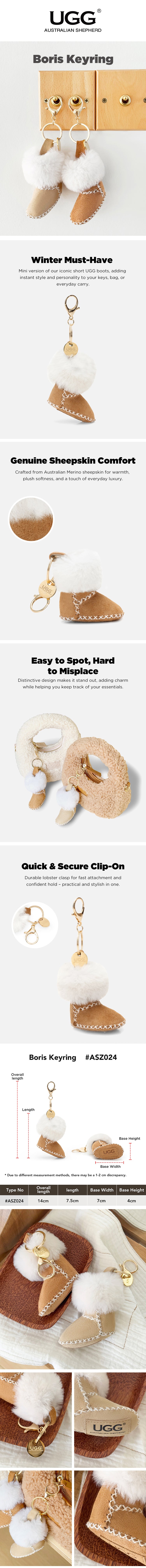 AUSTRALIAN SHEPHERD® UGG Boot Fluffy  Keyring Boris