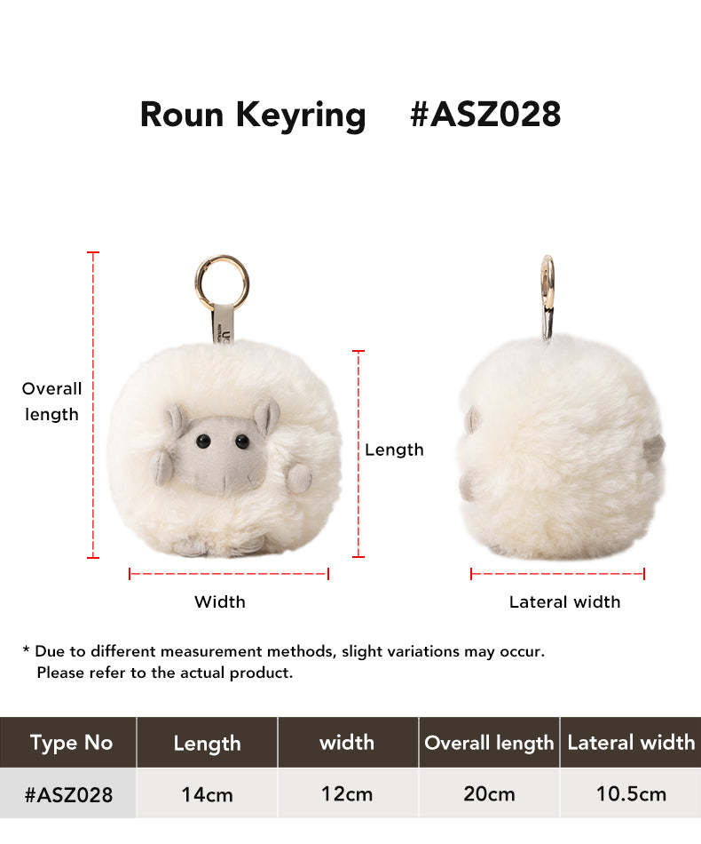 AUSTRALIAN SHEPHERD® Fluffy Wool Sheep Roun Keyring size chart
