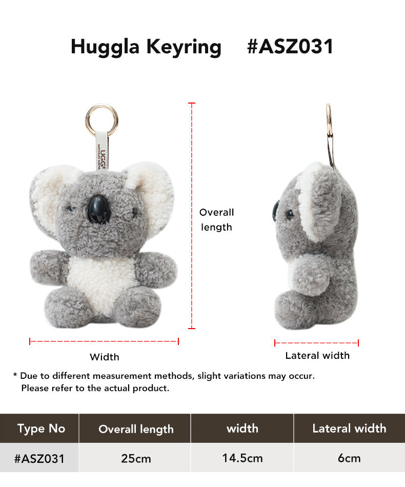 AUSTRALIAN SHEPHERD® Koala Keyring Huggla size chart