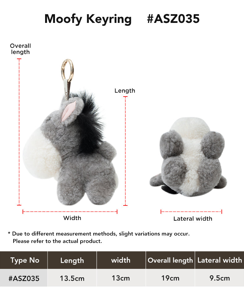 AUSTRALIAN SHEPHERD® Donkey Moofy Keyring size chart