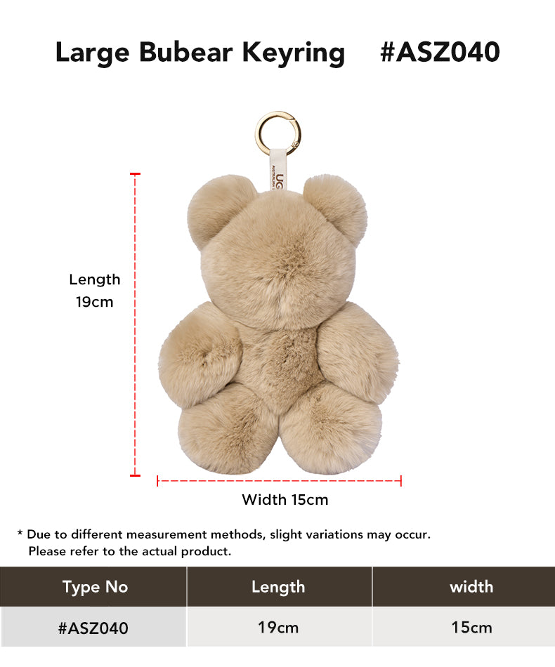 AUSTRALIAN SHEPHERD® Fluffy Large Bubear Keyring size chart