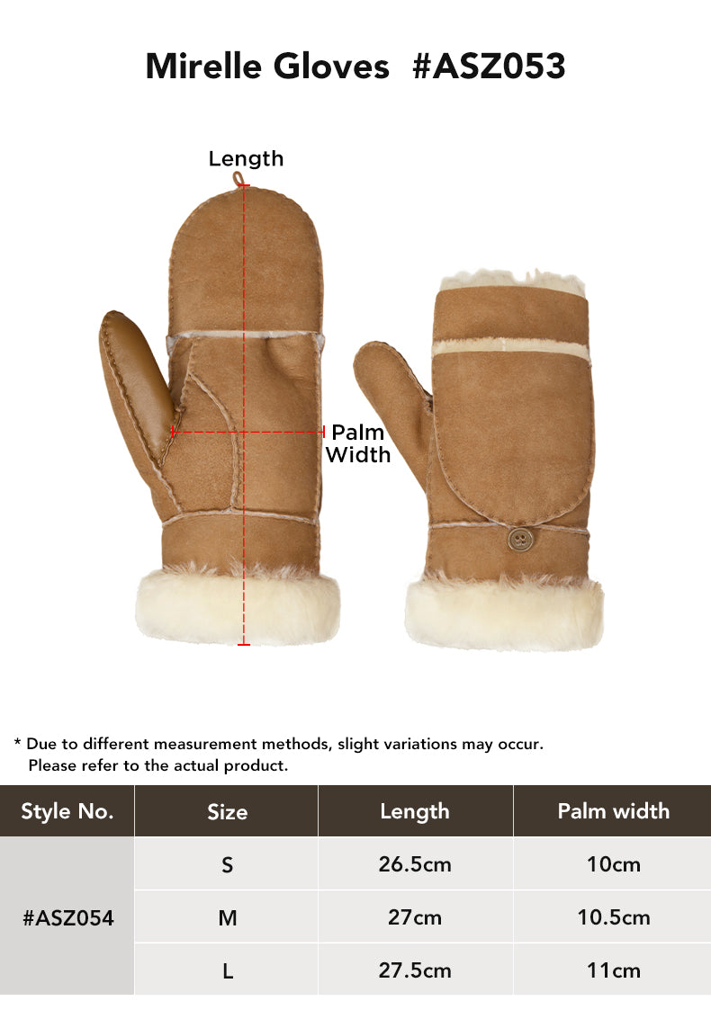 AUSTRALIAN SHEPHERD® Sheepskin Gloves Merra size chart
