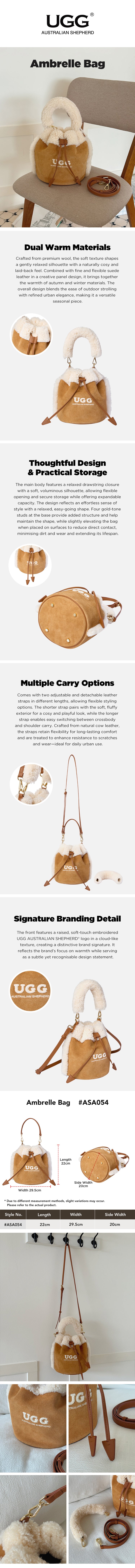AUSTRALIAN SHEPHERD® Women Fluffy Wool Drawstring Over Shoulder Bucket Bag Ambrelle