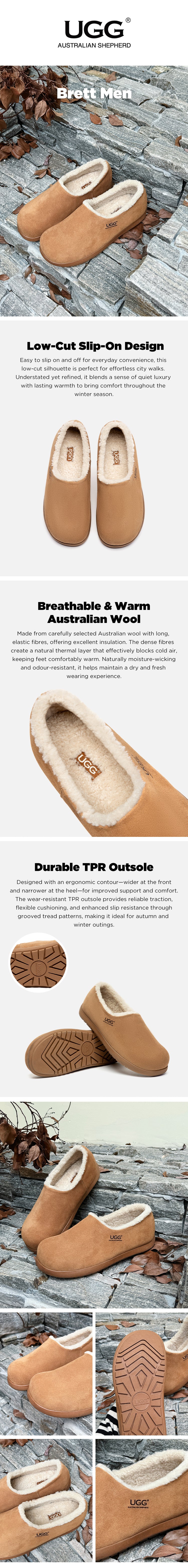 AUSTRALIAN SHEPHERD® UGG Slippers Men Clogs Brett