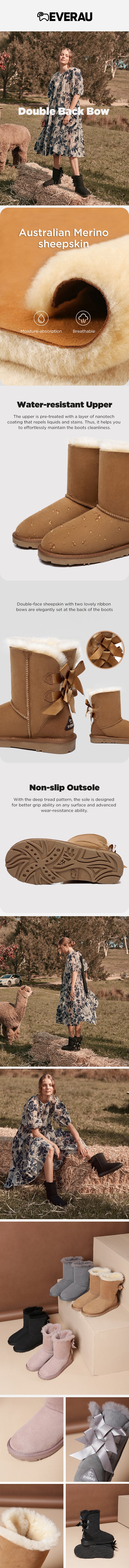 EVERAU® UGG Boots Women Short Back Bow