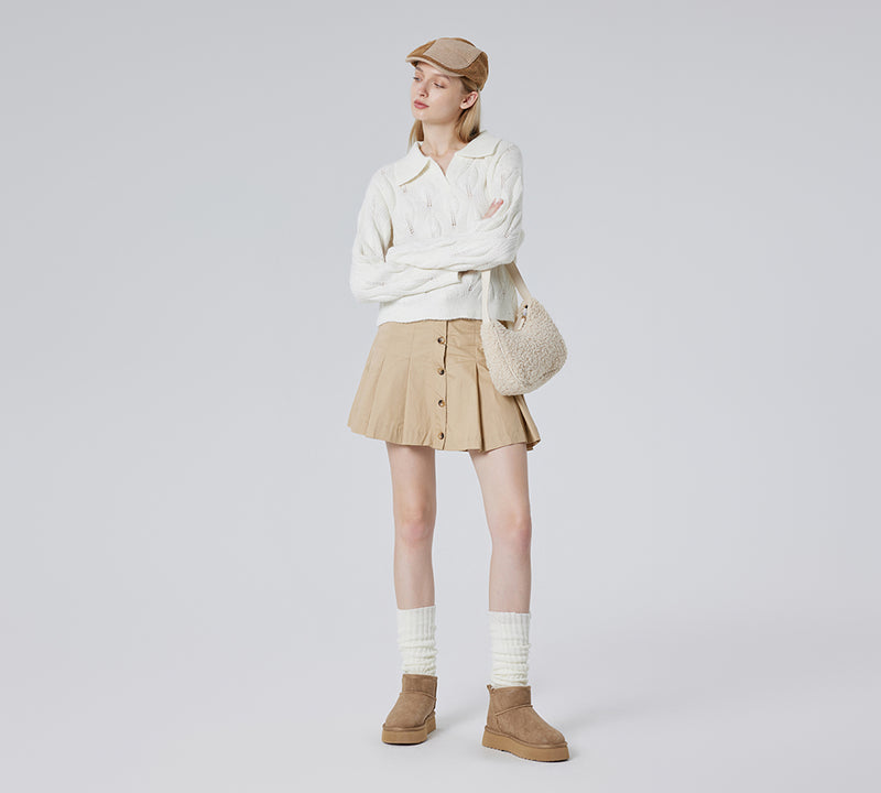 EVERAU® UGG Boots Women Sheepskin Wool Ankle Platform Romi - UGG EXPRESS