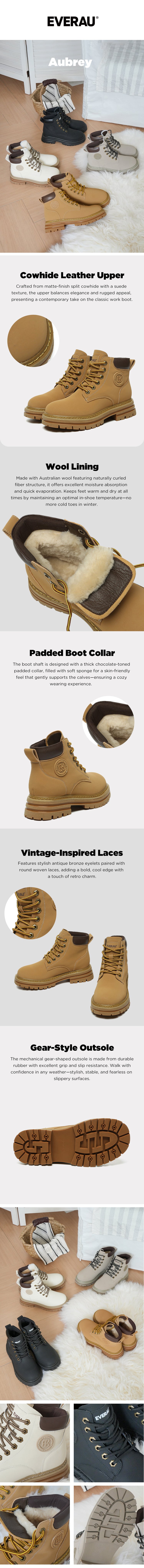 EVERAU® UGG Boots Women Leather Chunky Aubrey