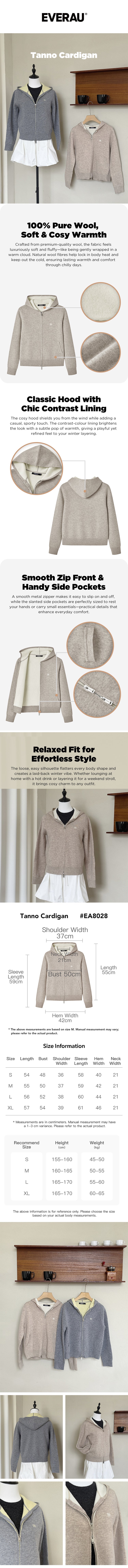 EVERAU® 100% Wool Cardigan Tanno