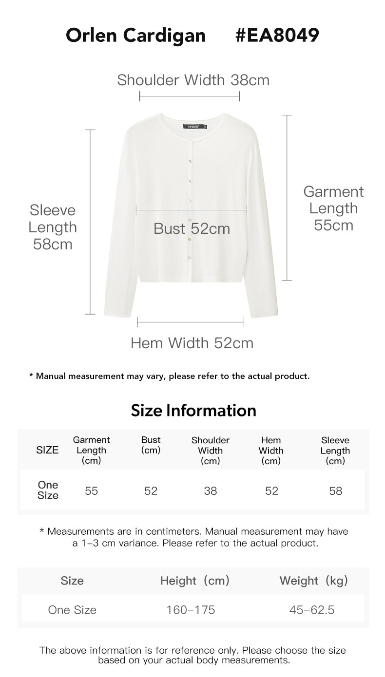 EVERAU® Women Cotton-Linen Blend Orlen Cardigan size chart