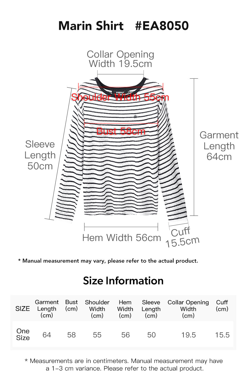EVERAU® Cotton-Linen Blend Marin Shirt size chart