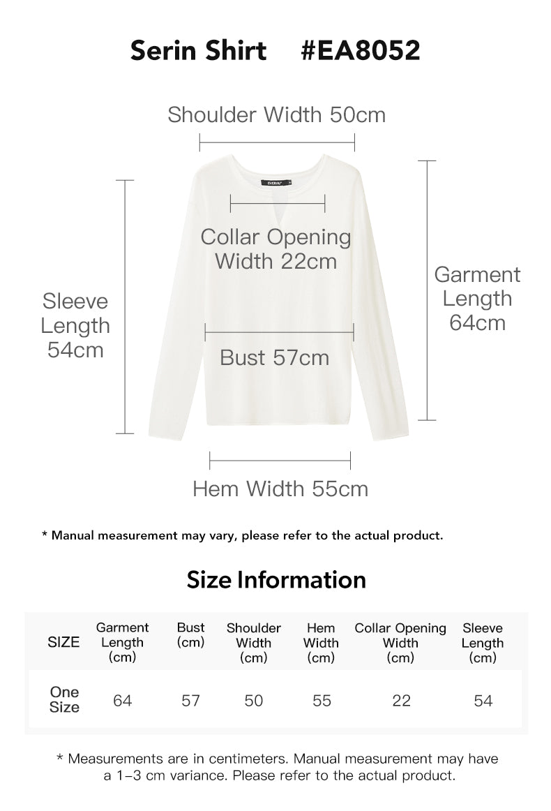 EVERAU® Cotton-Linen Blend Serin Shirt size chart