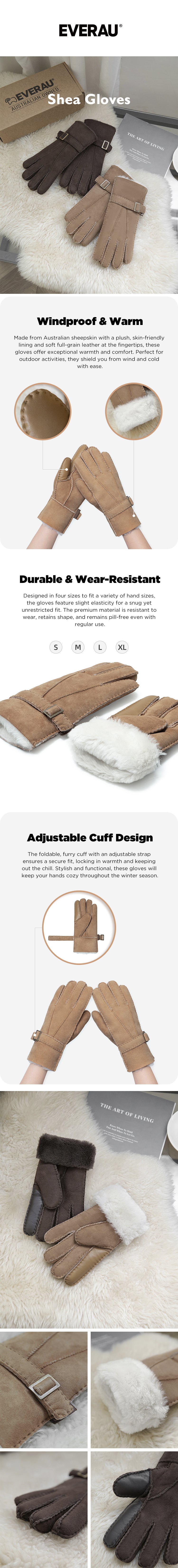 EVERAU® Sheepskin Wool Gloves Shea