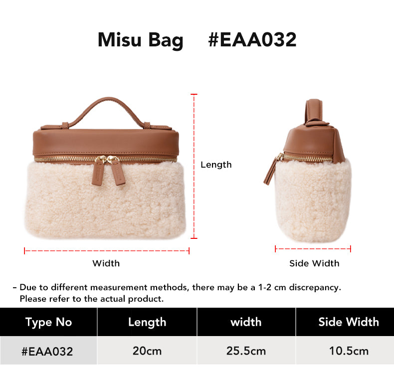 EVERAU® Boxy Fluffy Handbag Misu size chart