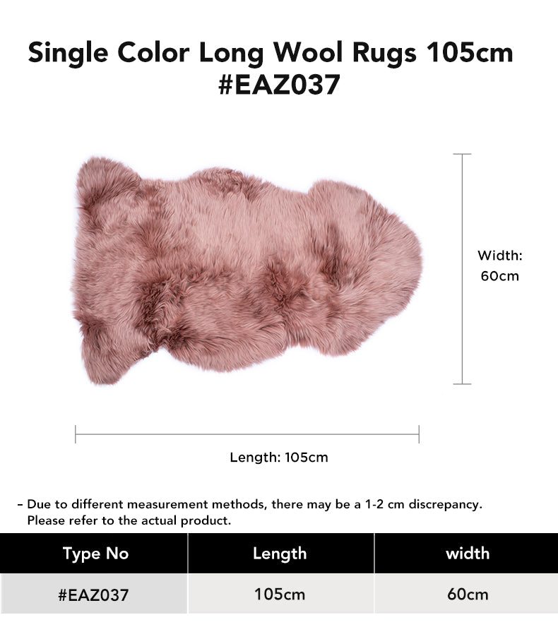 EVERAU® Australian Lambskin Single Color Long Rugs 105cm size chart