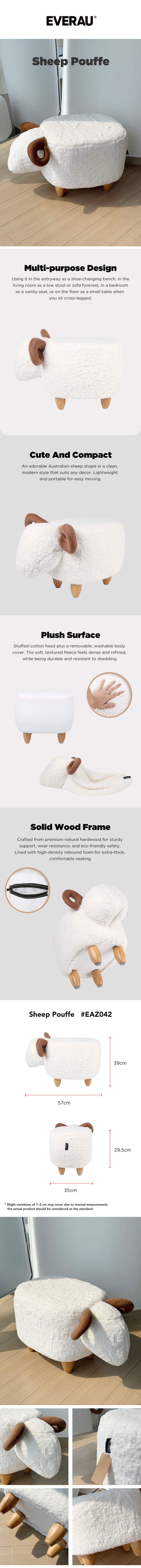 EVERAU® Multi-functional Cute Ottoman Fluffy Sheep Pouffe